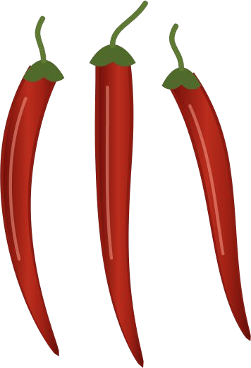 Illustration of three long red chillies